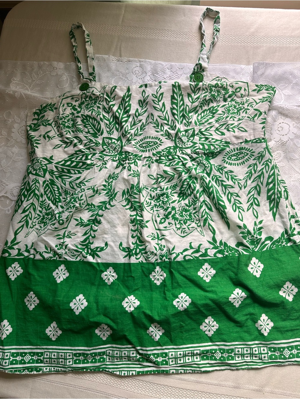 She's Cool Green & White Floral Print Camisole Top